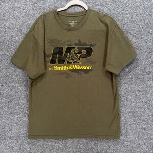 Smith & Wesson Tshirt Mens Large Green M&P Logo Camo Graphic Military Tactical